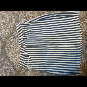 Blue and white striped skirt